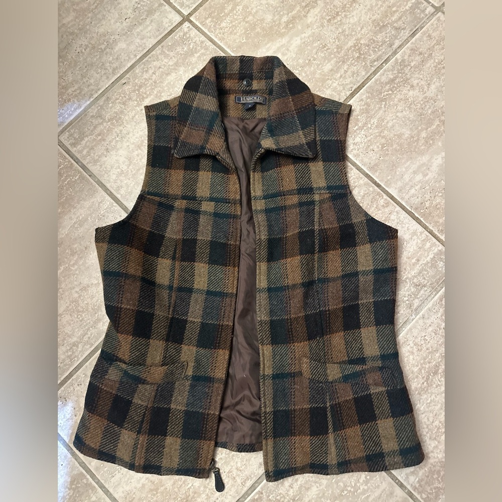 Harold's Plaid Vest in Brown and Blue VINTAGE size 4 women’s